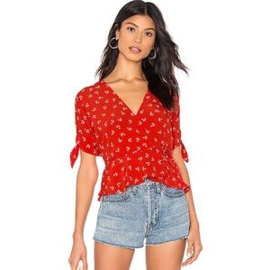 FAITHFULL THE BRAND Lucy Wrap Top in Cherry Jeanne